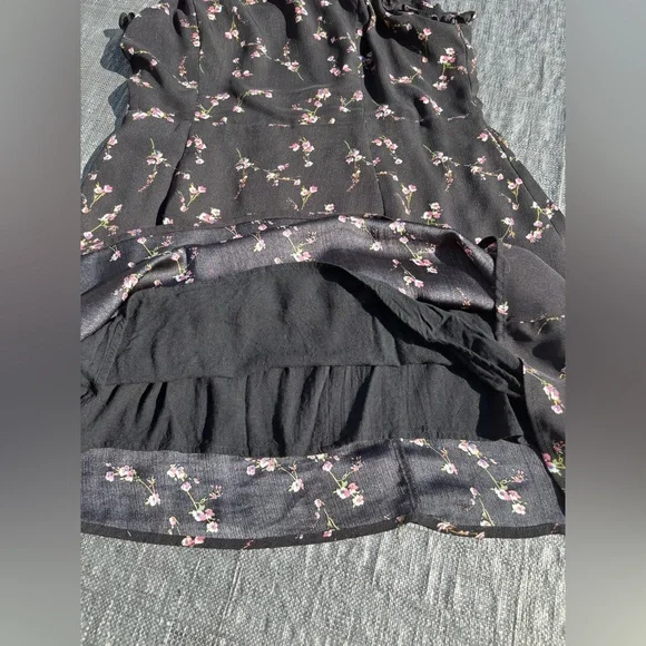 Lulus In The Garden Black Floral Print Skater Dress - Size L - Picture 8 of 10